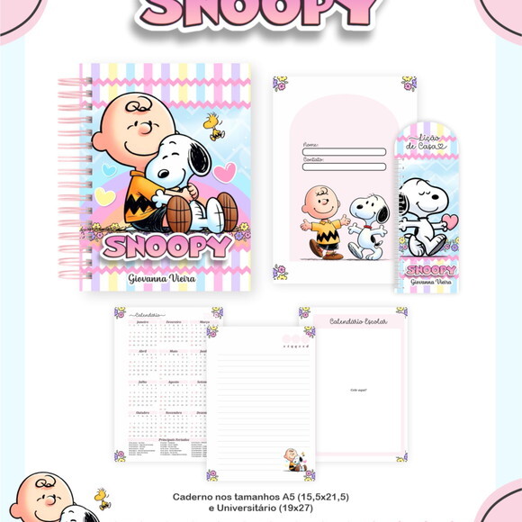 Arquivo Digital Volta Ás Aulas Snoopy Rosa 2026 #7245