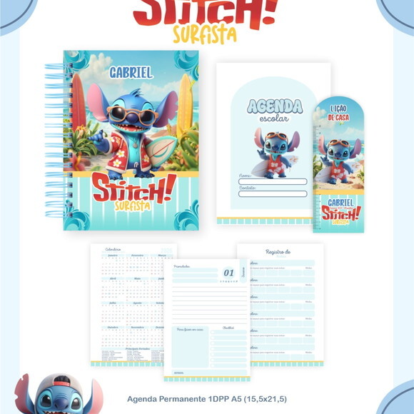 Arquivo Digital Volta Ás Aulas Stitch Surfista 2026 #7337