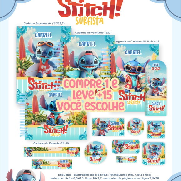 Arquivo Digital Volta Ás Aulas Stitch Surfista 2026 #7337