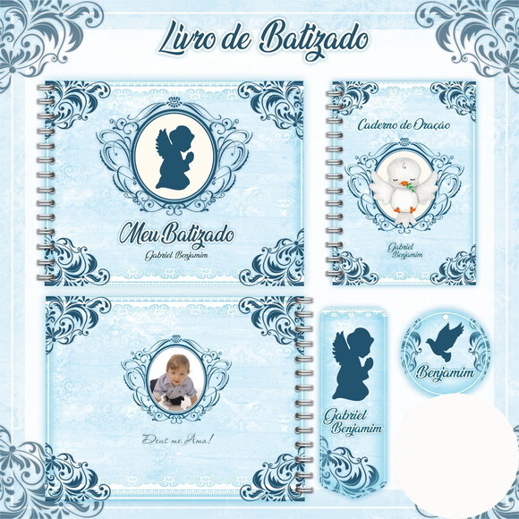 Arquivo Livro Batizado e Caderno de Oração Azul #1208