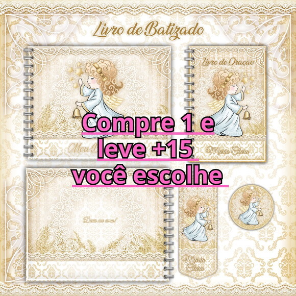 Arquivo Livro Batizado e Caderno de Oração Dourado #1207
