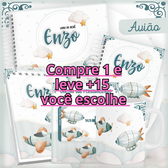 Arquivo Livro do Bebê e Caderneta Avião #2535