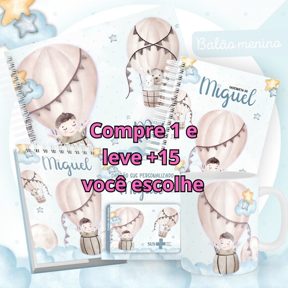 Arquivo Livro do Bebê e Caderneta Balão Menino #1495