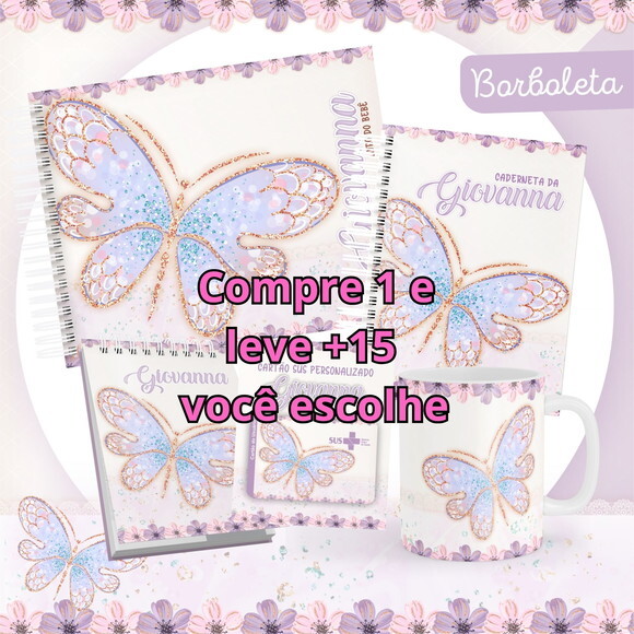 Arquivo Livro do Bebê e Caderneta Borboleta #1493