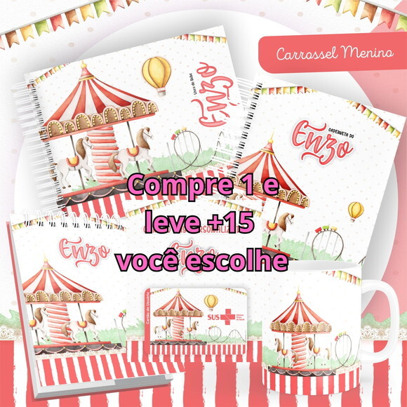 Arquivo Livro do Bebê e Caderneta Carrossel Menino #1490
