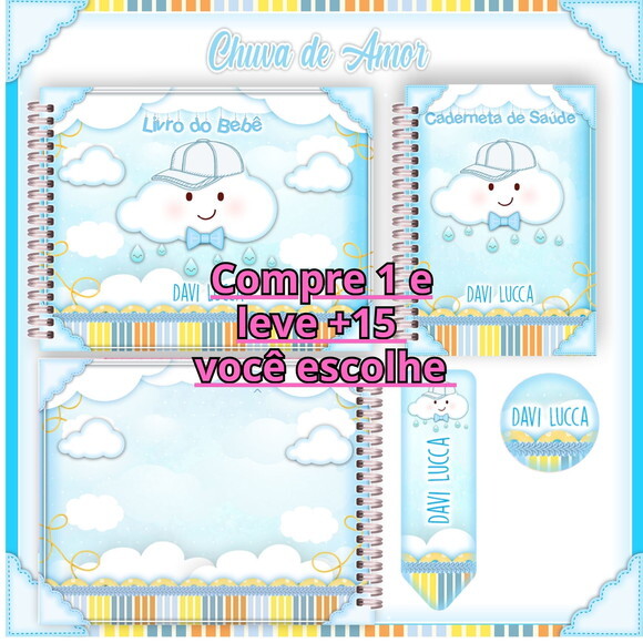 Arquivo Livro do Bebê e Caderneta Chuva de Amor Menino #1205