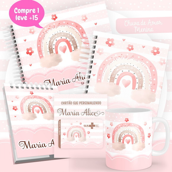 Arquivo Livro do Bebê e Caderneta Chuva de Amor Menina #2550