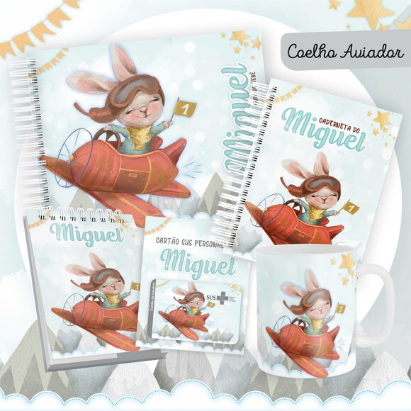 Arquivo Livro do Bebê e Caderneta Coelho Aviador #1484