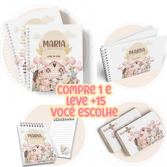 Arquivo Livro do Bebê e Caderneta Fazendinha Menina #7630