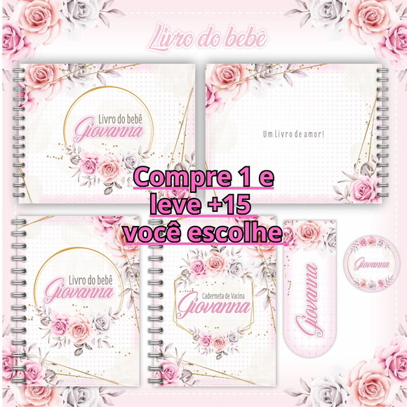 Arquivo Livro do Bebê e Caderneta Floral #1200