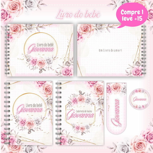Arquivo Livro do Bebê e Caderneta Floral #1200