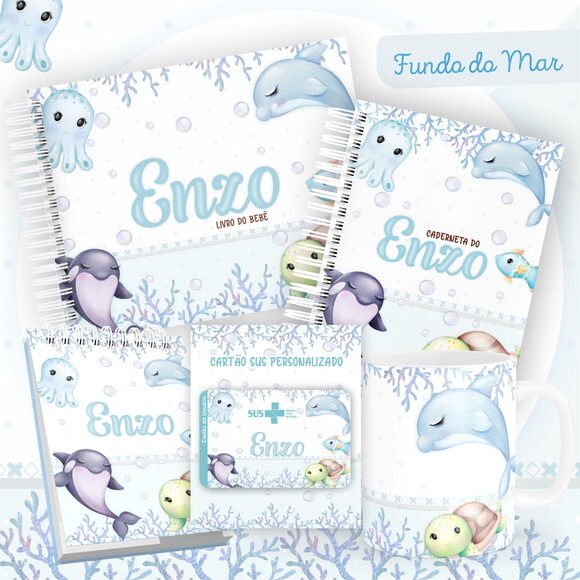 Arquivo Livro do Bebê e Caderneta Fundo do Mar Azul #1472