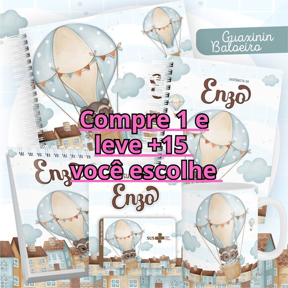 Arquivo Livro do Bebê e Caderneta Guaxinim Baloeiro #2526