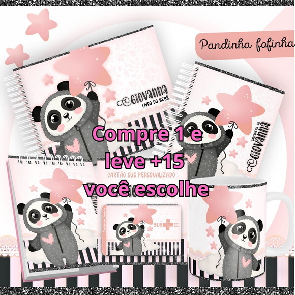 Arquivo Livro do Bebê e Caderneta Pandinha Fofa #1462