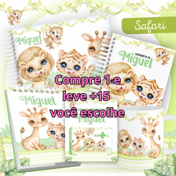 Arquivo Livro do Bebê e Caderneta Safari Menino #1454