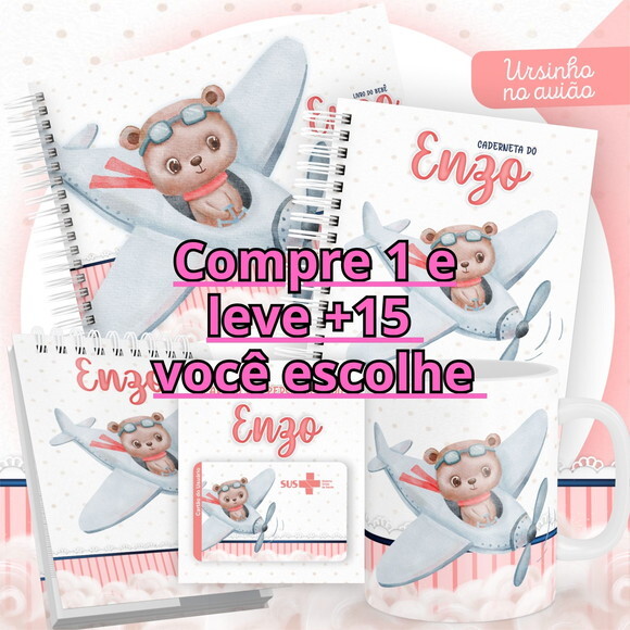 Arquivo Livro do Bebê e Caderneta Ursinho no Avião #2514