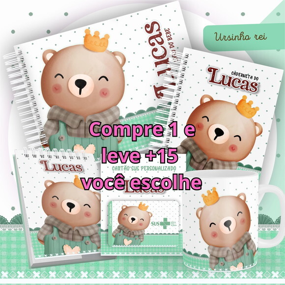 Arquivo Livro do Bebê e Caderneta Ursinho Rei #1439