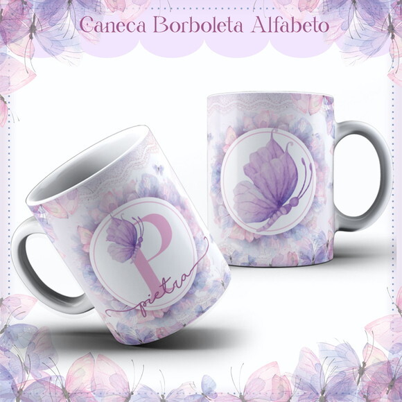 Arte Caneca Borboleta #7578