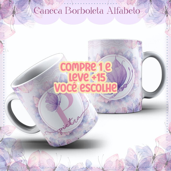 Arte Caneca Borboleta #7578