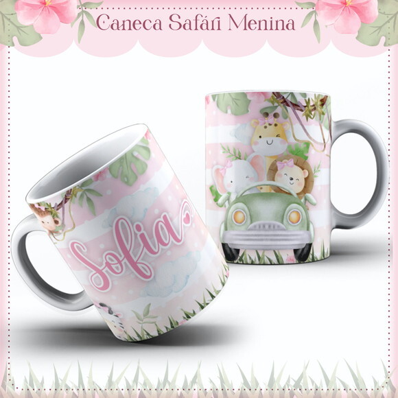 Arte Caneca Safari Menina #7575