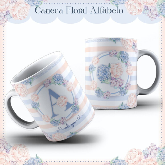 Arte Caneca Floral #7576