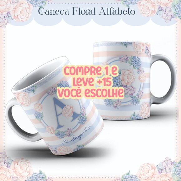Arte Caneca Floral #7576