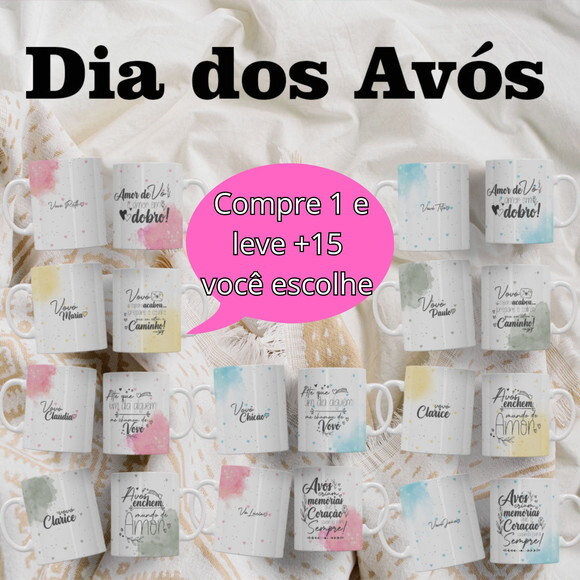 Arte Canecas Minimalistas Dia dos Avós #4726
