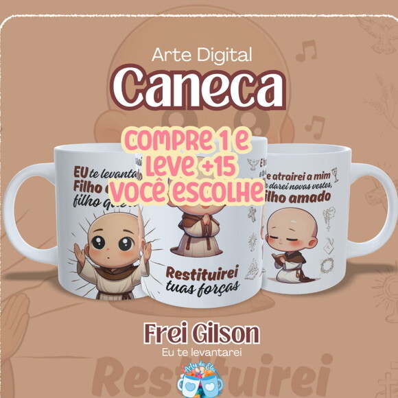 Arte de Caneca Frei Gilson Eu Te Levantarei #7565