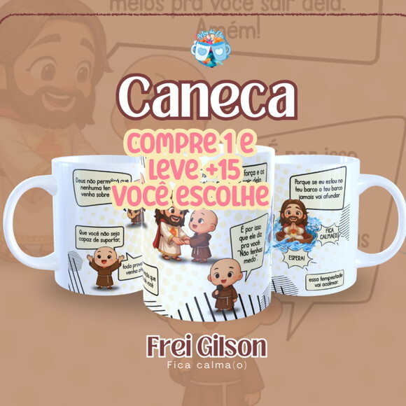 Arte de Caneca Frei Gilson Fica Calma #7557