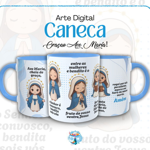 Arte de Caneca Maria Oração #7568