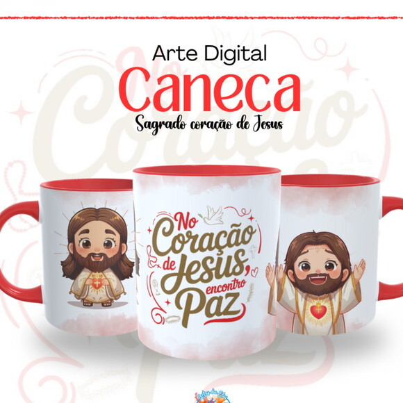 Arte de Caneca Sagrado Coração de Jesus #7684