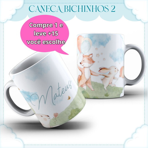Arte para Sublimação Caneca Bichinhos #4080