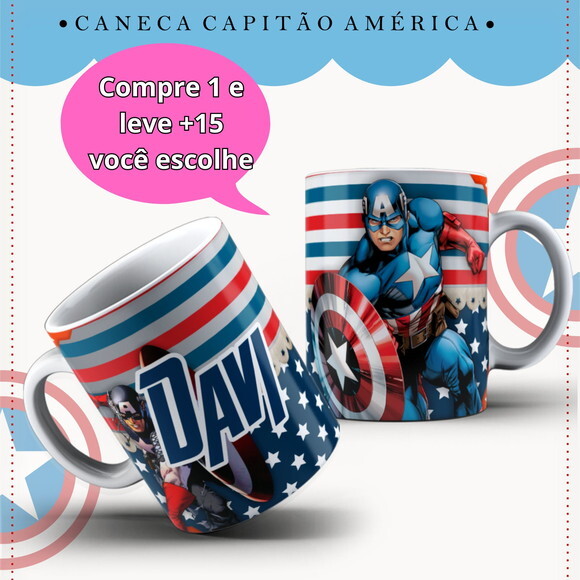 Arte para Sublimação Caneca- Capitão América #4031