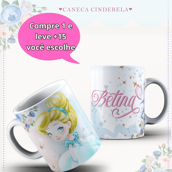 Arte para Sublimação Caneca- Cinderela #4037
