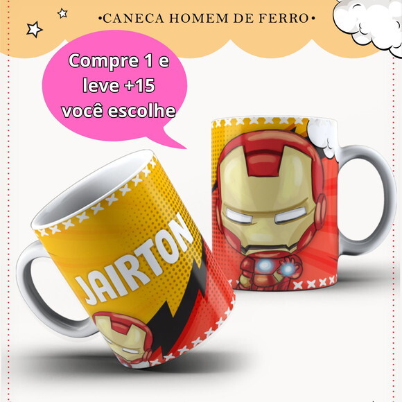 Arte para Sublimação Caneca- Homem de Ferro #4046