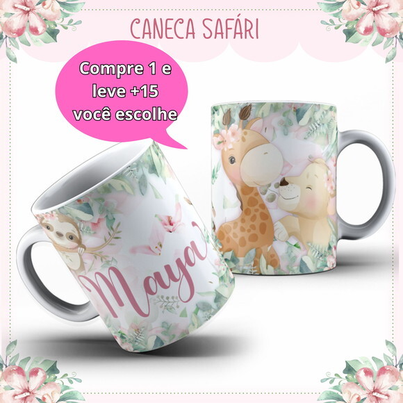 Arte para Sublimação Caneca- Safari Menina #4072
