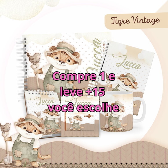 Caderneta de Vacinação Tigre Vintage-arquivo Digital #1008