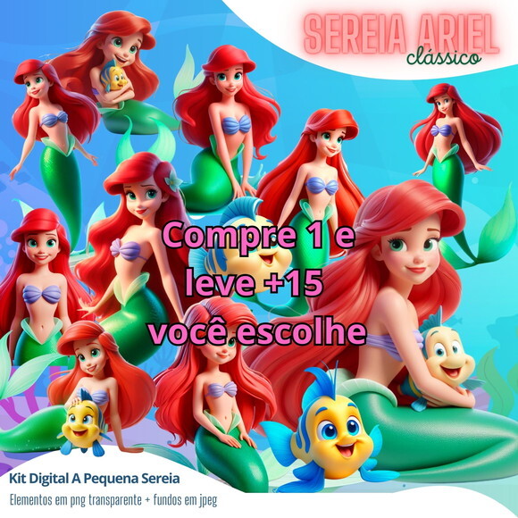 Kit Digital a Pequena Sereia #5559