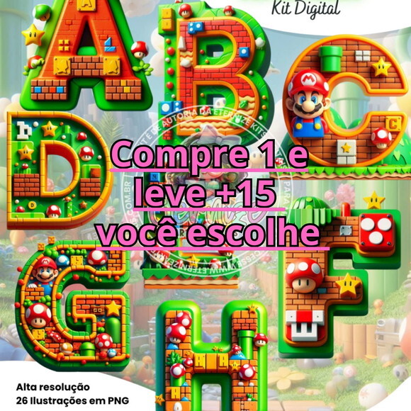 Kit Digital Alfabeto Mario #7120