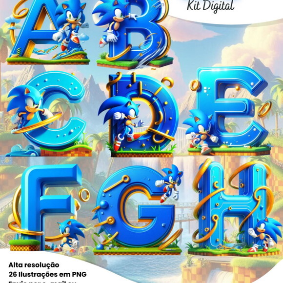 Kit Digital Alfabeto Sonic #7106
