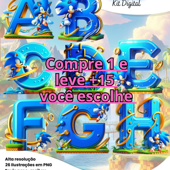 Kit Digital Alfabeto Sonic #7106