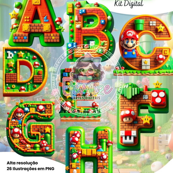 Kit Digital Alfabeto Mario #7120