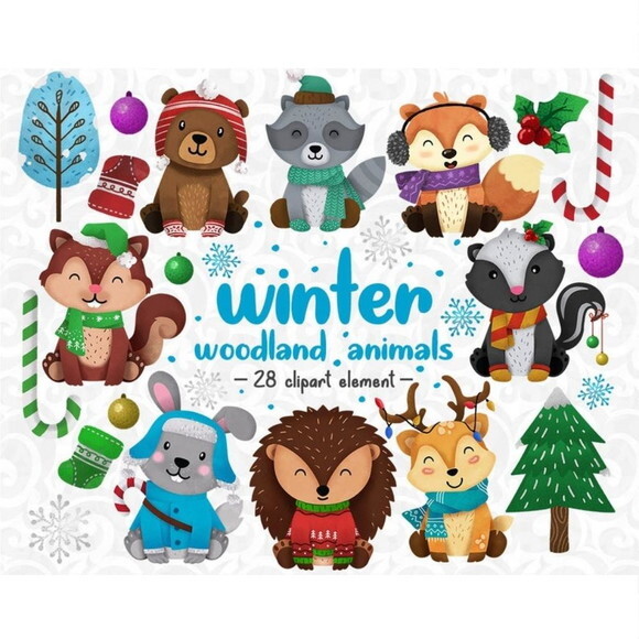 Kit Digital Animais da Floresta de Inverno #689