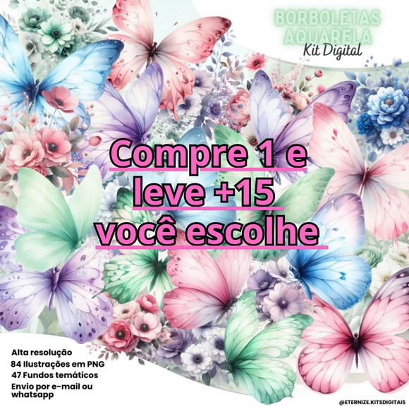 Kit Digital Borboletas Aquarela #7109