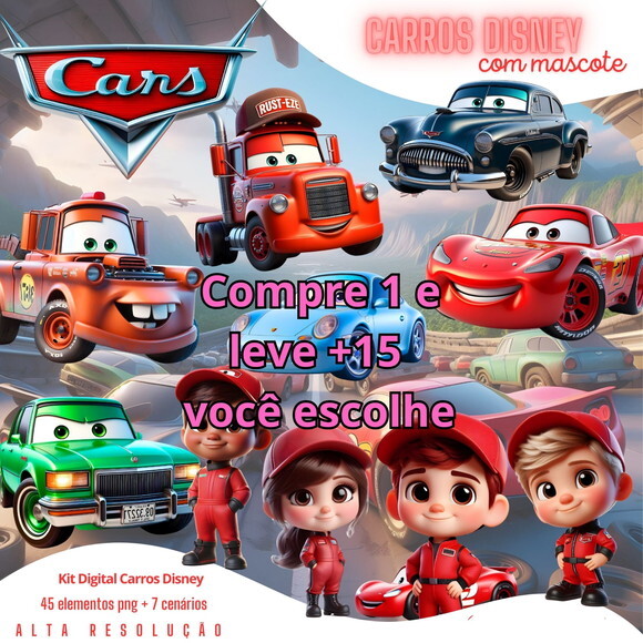 Kit Digital Carros Disney #5575