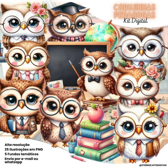 Kit Digital Corujinhas Pedagogas #7114
