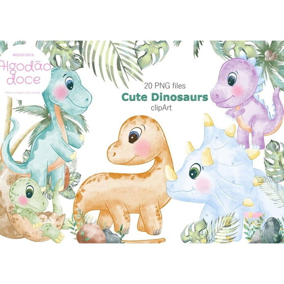Kit Digital Dinossauro Cute #637