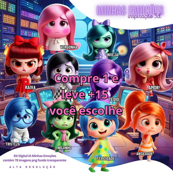 Kit Digital Emoções Divertidamente #5617