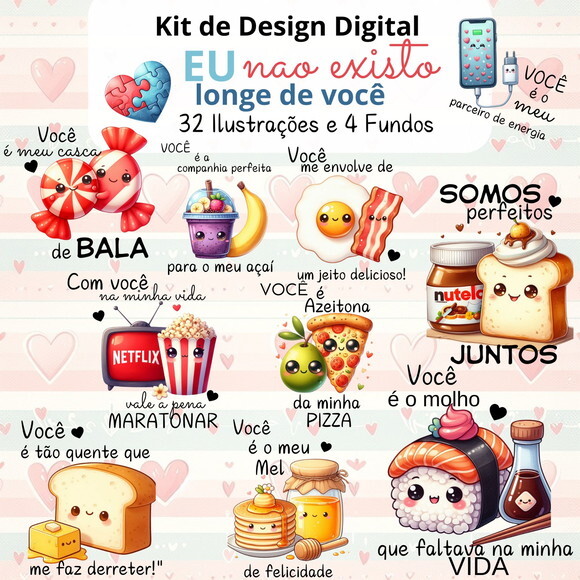 Kit Digital Eu Não Existo Longe de Você #4757