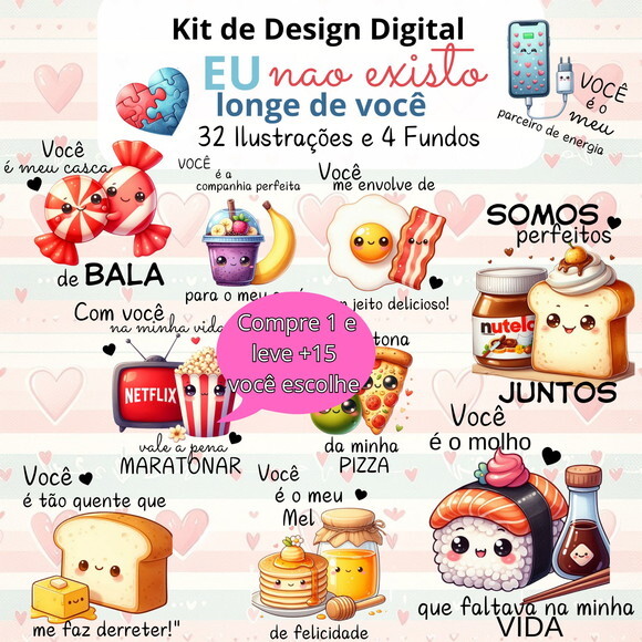 Kit Digital Eu Não Existo Longe de Você #4757